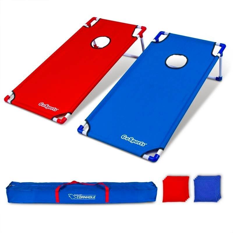 GoSports Portable 4' x 2' XL PVC Framed Cornhole Game Set with 8 Bean Bags and Travel Carrying Case - 4' x 2'