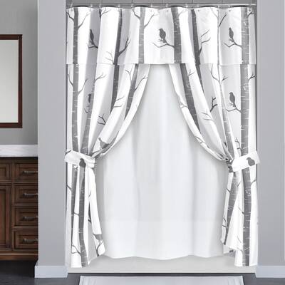 Lush Decor Bird On The Tree 16 Piece Swag Shower Curtain Set