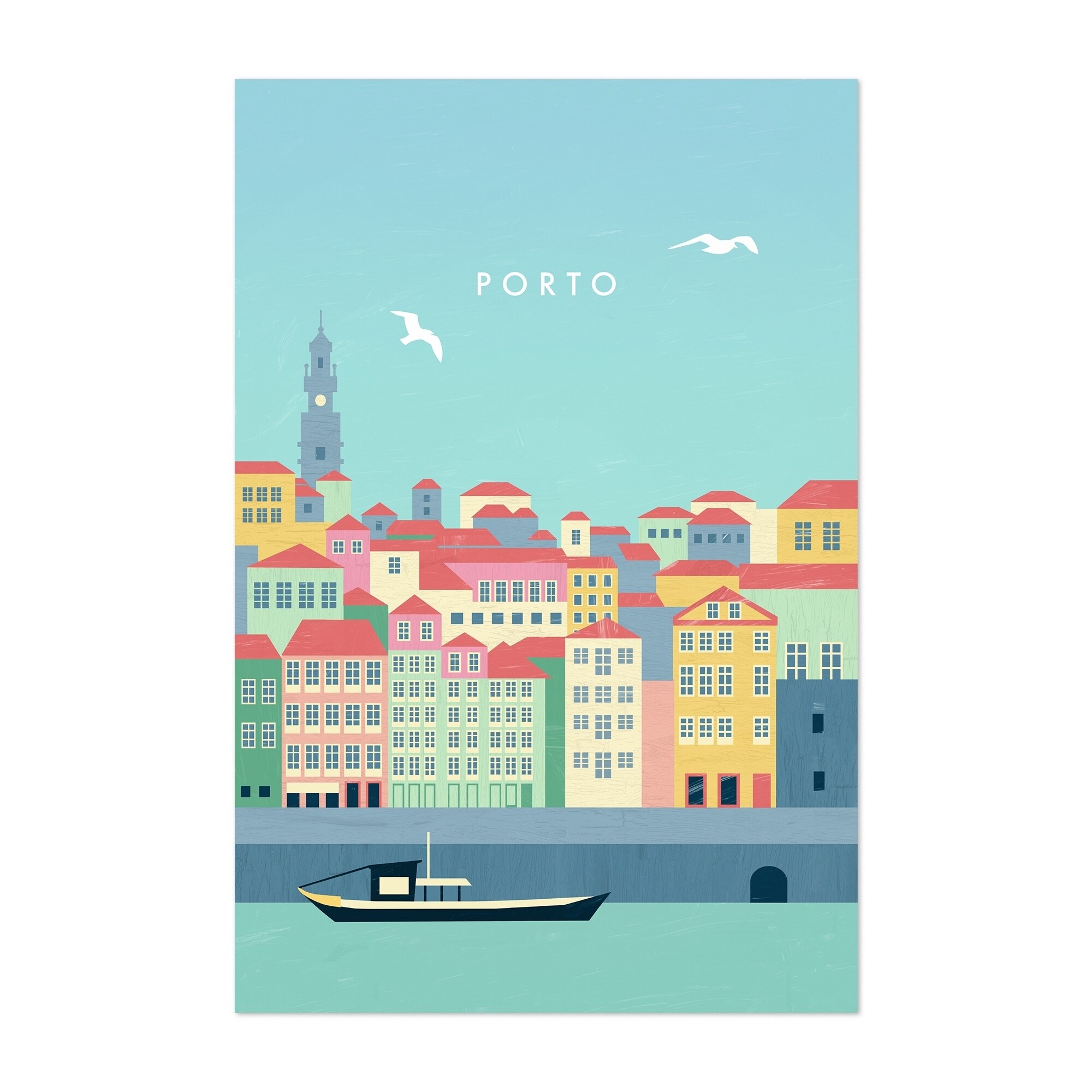 Shop Noir Gallery Porto Portugal Vintage Travel Unframed Art Print Poster Overstock 28910315