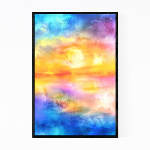 Noir Gallery Abstract Sunset Fire Water Framed Art Print