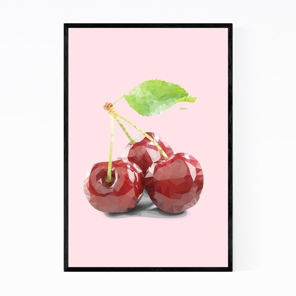 Noir Gallery Minimal 8 Bit Cherry Fruit Kitchen Framed Art Print