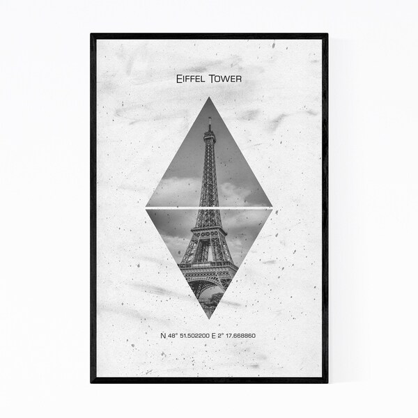 Noir Gallery Paris Eiffel Tower Coordinates Framed Art Print