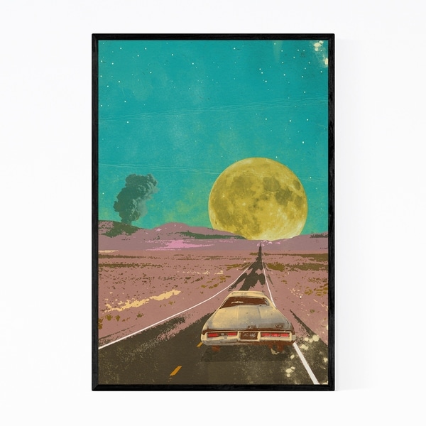 Noir Gallery Vintage Car Route 66 Desert Collage Framed Art Print