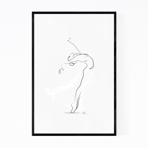 Noir Gallery Ballet Dancer Line Drawing Minimal Framed Art Print