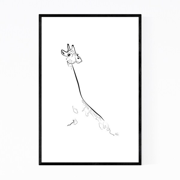 Noir Gallery Giraffe Animal Line Drawing Framed Art Print