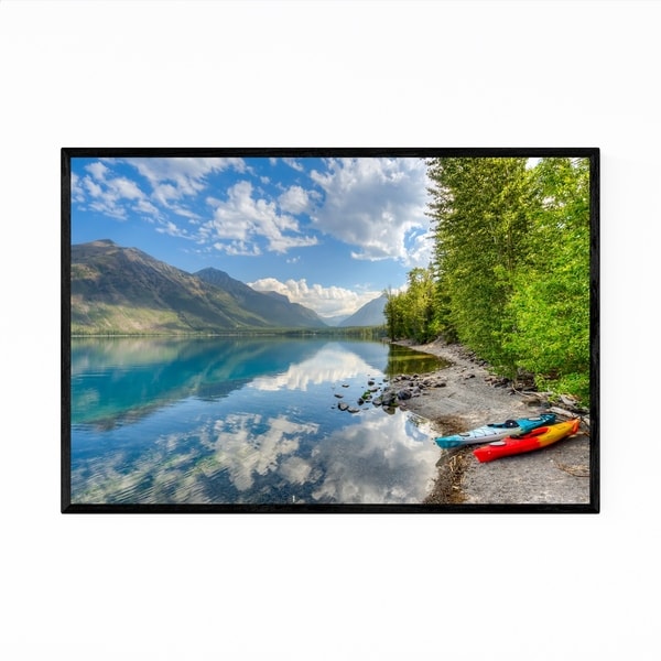 Noir Gallery Glacier National Park Kayaks Framed Art Print