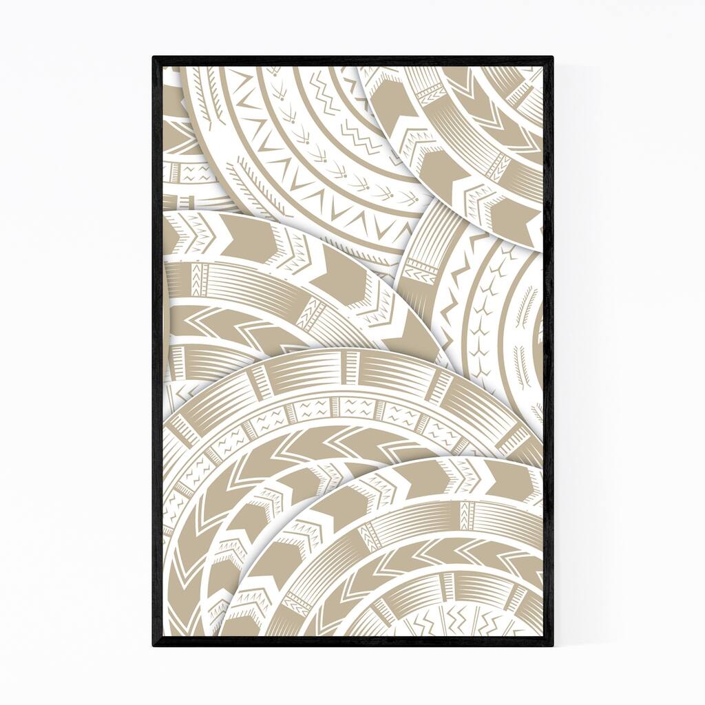 Noir Gallery Samoan Tatau Design Pattern Framed Art Print