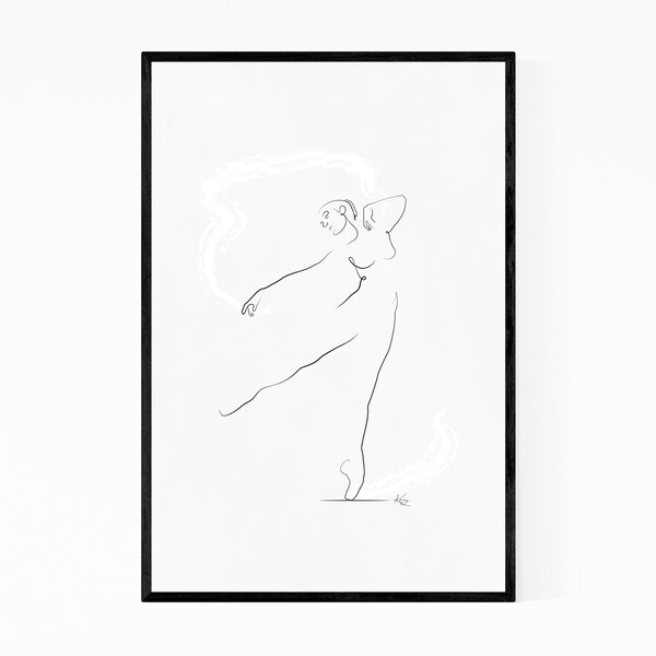 Noir Gallery Ballet Dancer Line Drawing Minimal Framed Art Print