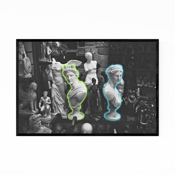 Noir Gallery Neon Greek Statue Digital Framed Art Print