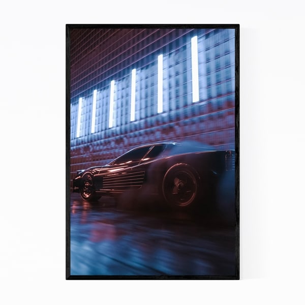 Noir Gallery Car Neon Urban City Lights Framed Art Print