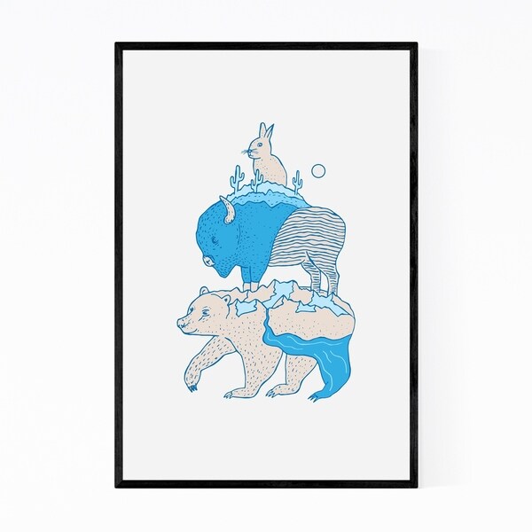 Noir Gallery Bear Rabbit Buffalo Animal Nature Framed Art Print