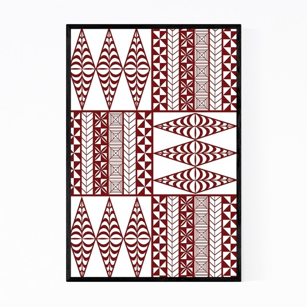 Noir Gallery Tongan Ngatu Maroon Design Framed Art Print