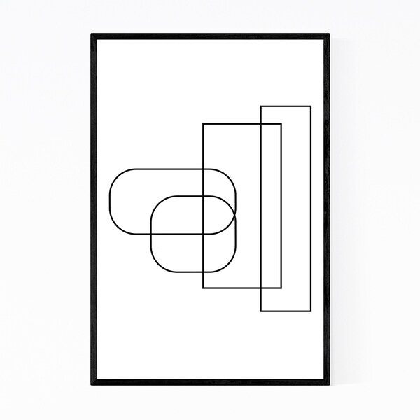 Noir Gallery Black White Minimal Geometric Line Framed Art Print