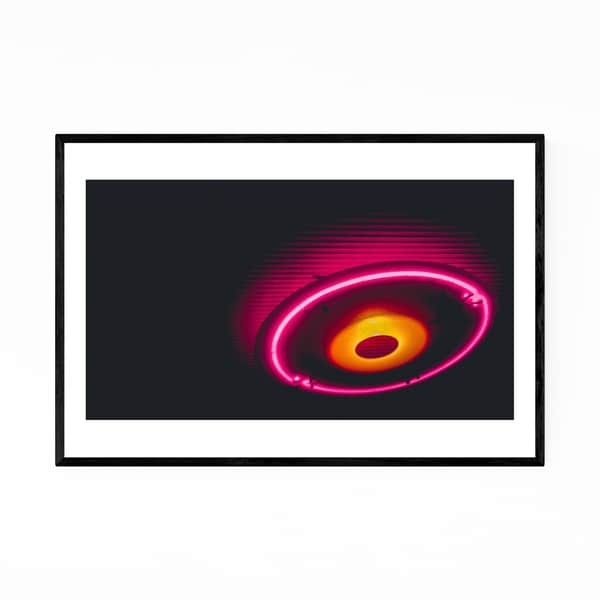 Noir Gallery Neon Lights Circle Abstract Framed Art Print