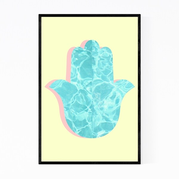 Noir Gallery Pastel Hamsa Yellow Blue Framed Art Print
