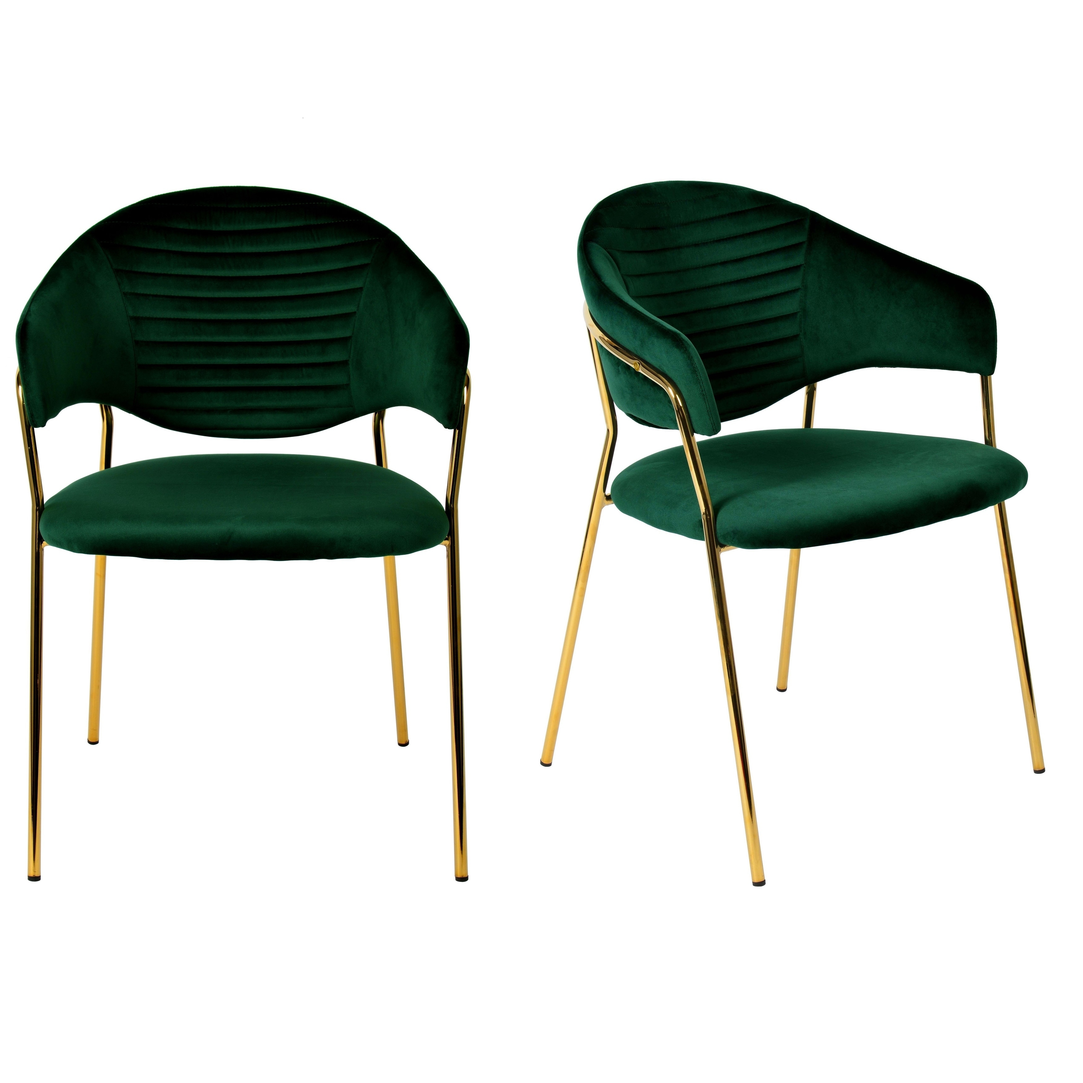 silver orchid hanus green velvet  gold dining chair set of 2