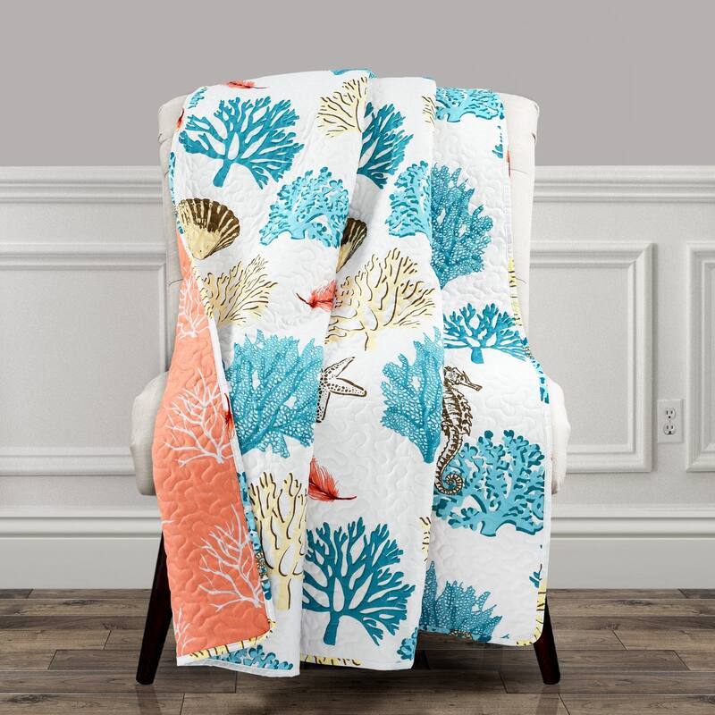 Lush Decor Coastal Reef Feather Throw Blanket