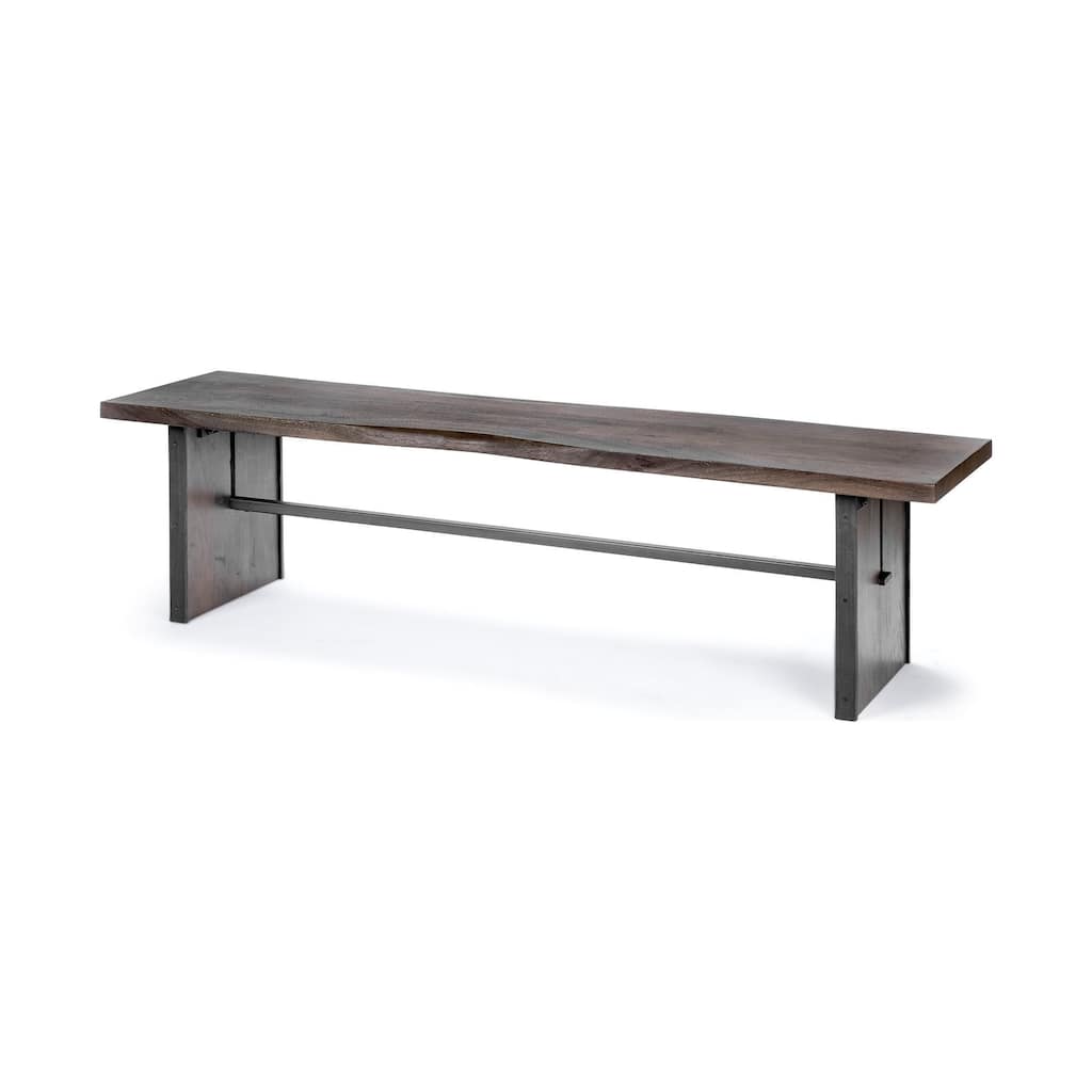 Ledger I Brown Solid Wood w/ Live-Edge Dining Bench - 70"W x 17"D x 18"H