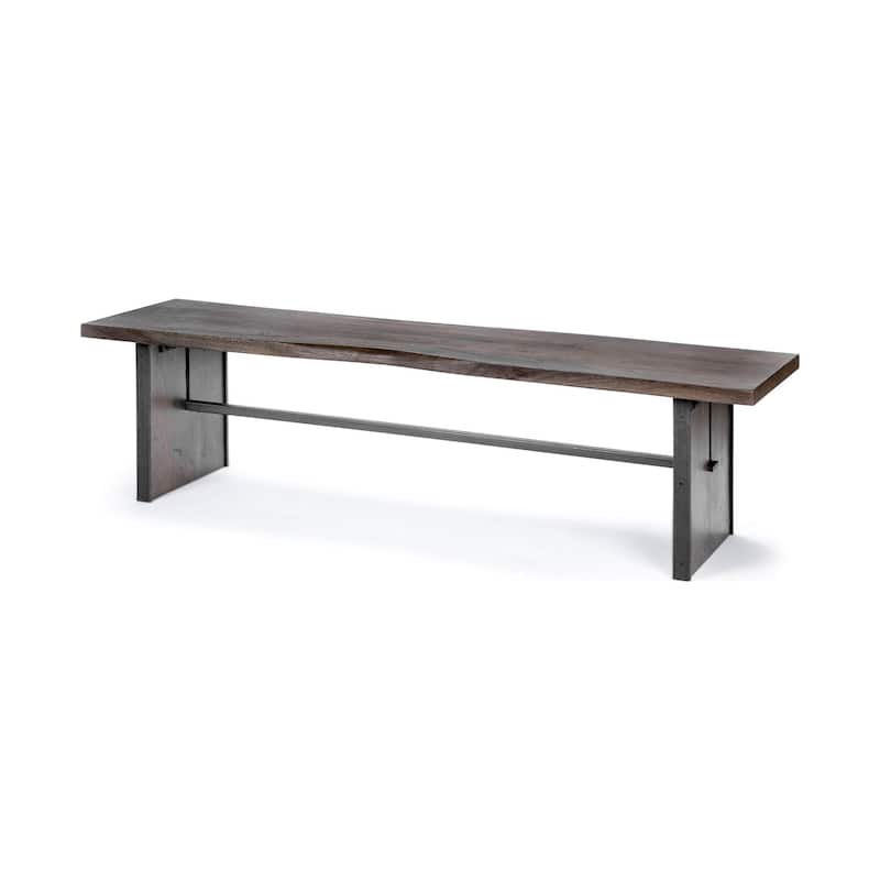 Ledger I Brown Solid Wood w/ Live-Edge Dining Bench - 70"W x 17"D x 18"H