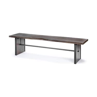 Ledger I Brown Solid Wood w/ Live-Edge Dining Bench - 70"W x 17"D x 18"H