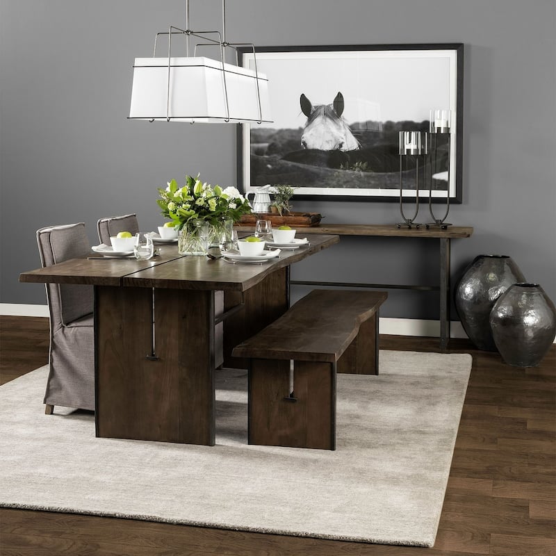 Ledger I Brown Solid Wood w/ Live-Edge Dining Bench - 70"W x 17"D x 18"H