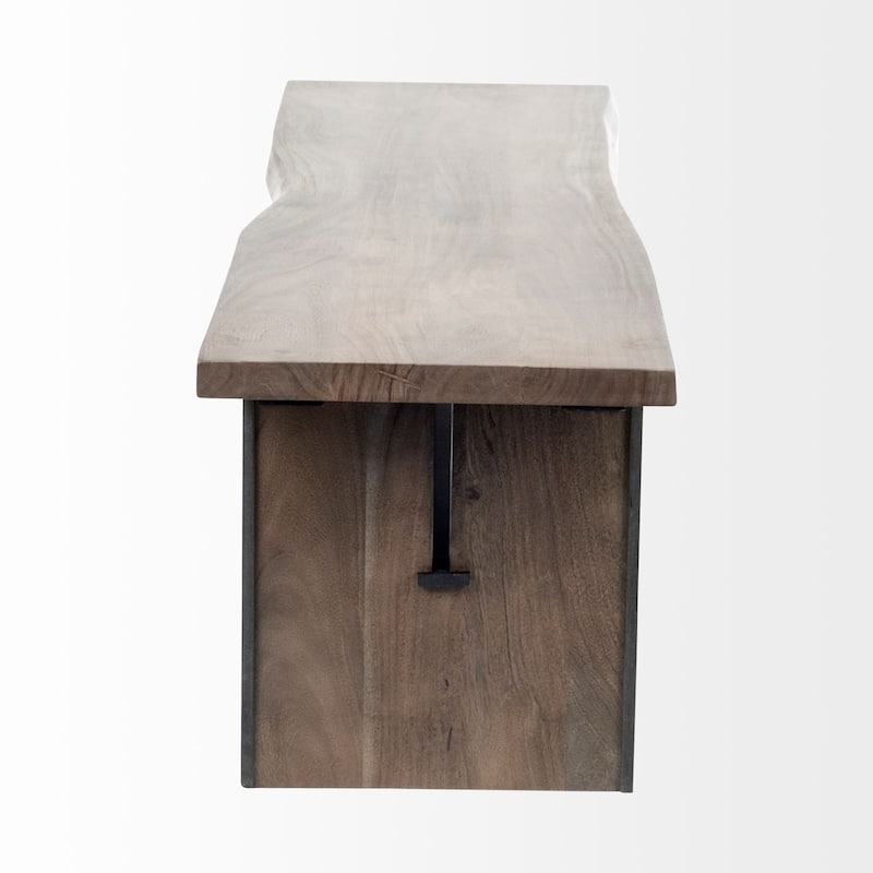 Ledger I Brown Solid Wood w/ Live-Edge Dining Bench - 70"W x 17"D x 18"H