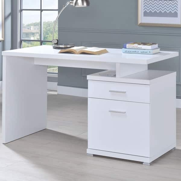 Shop Modern Design White Home Office Writing Computer Desk With File Cabinet Drawers On Sale Overstock 28913154