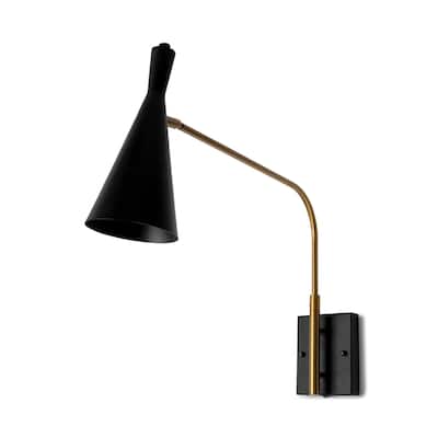 Tremont I Black & Gold Metal Conical Shade Wall Sconce - 13.0L x 4.5W x 22.0H