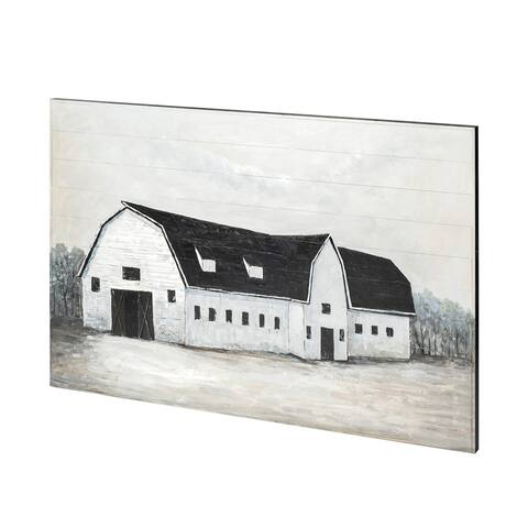 Sawmill Creek II Farmhouse Barn Original Hand Painted on Wood Oil Painting