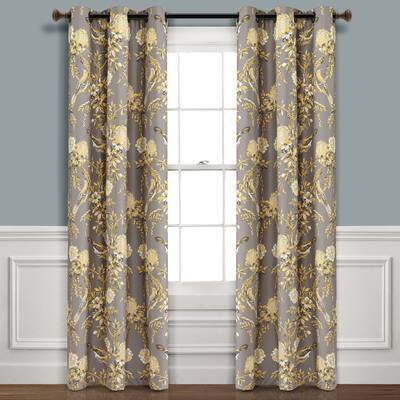 Lush Decor Farmhouse Bird And Flower Insulated Grommet Blackout Window Curtain Panel Pair