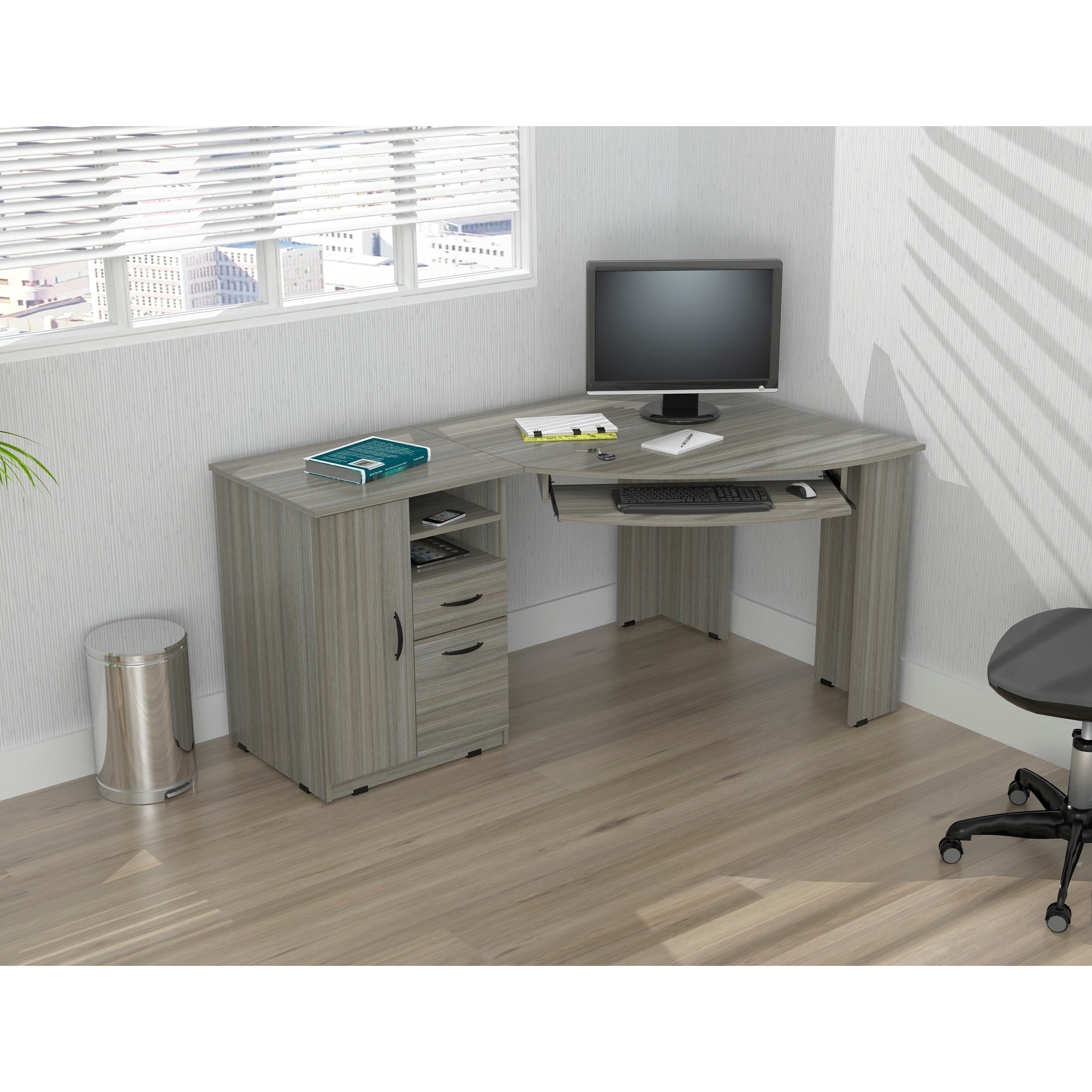 Shop Inval Smoke Oak Corner Computer Desk On Sale Free