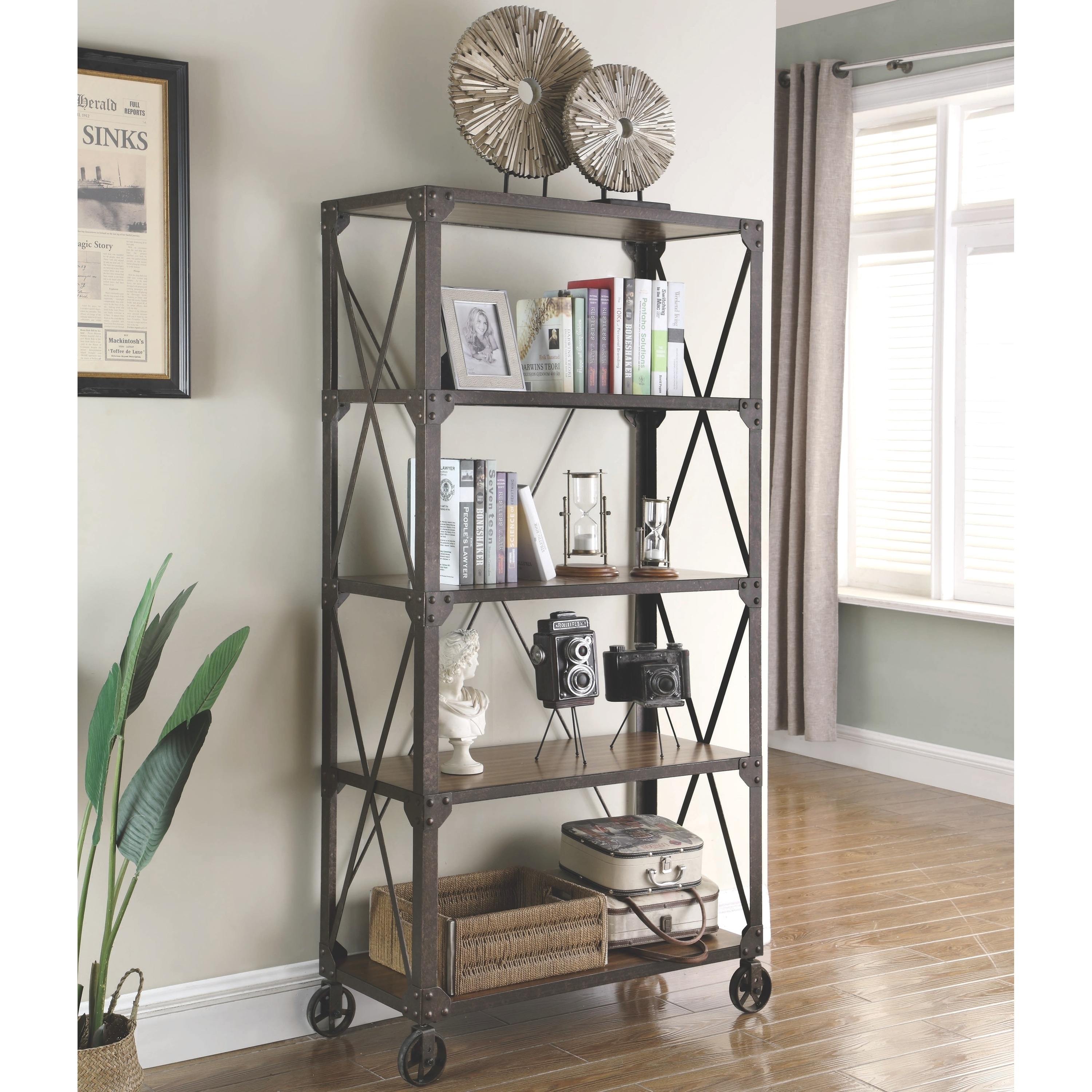 Shop Industrial Rustic Design Bookcase Display With Functional