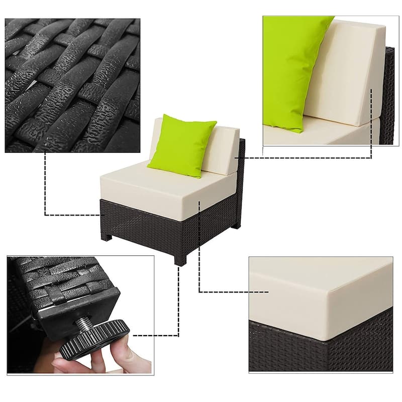 Mcombo Aluminum Outdoor Patio Wicker Furniture Set 6080-7pc