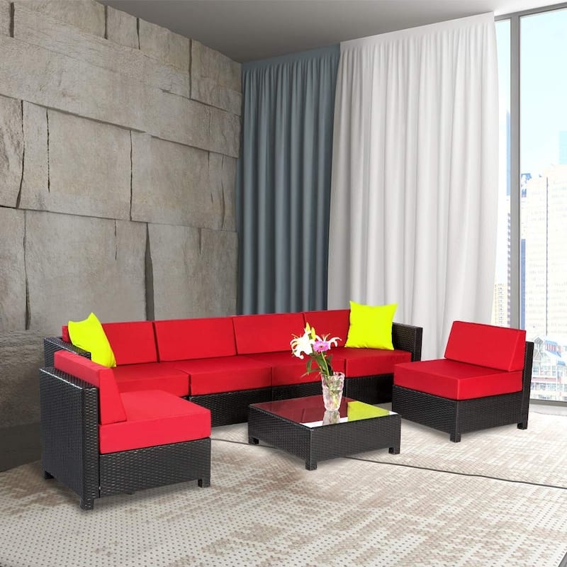 Mcombo Aluminum Outdoor Patio Wicker Furniture Set 6080-7pc
