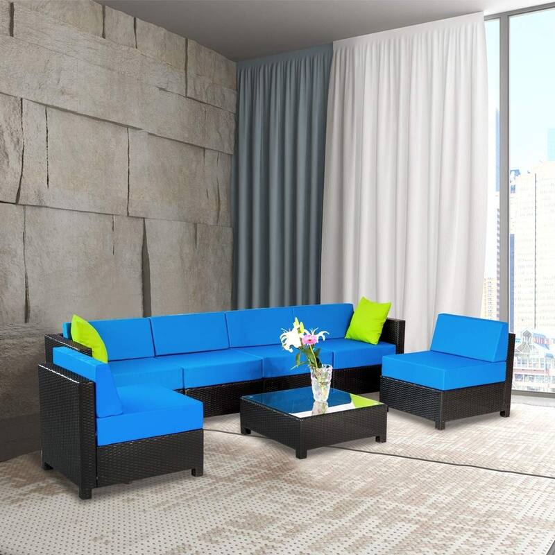 Mcombo Aluminum Outdoor Patio Wicker Furniture Set 6080-7pc