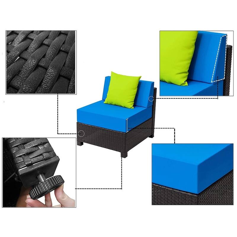 Mcombo Aluminum Outdoor Patio Wicker Furniture Set 6080-7pc