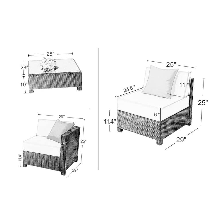 Mcombo Aluminum Outdoor Patio Wicker Furniture Set 6080-7pc
