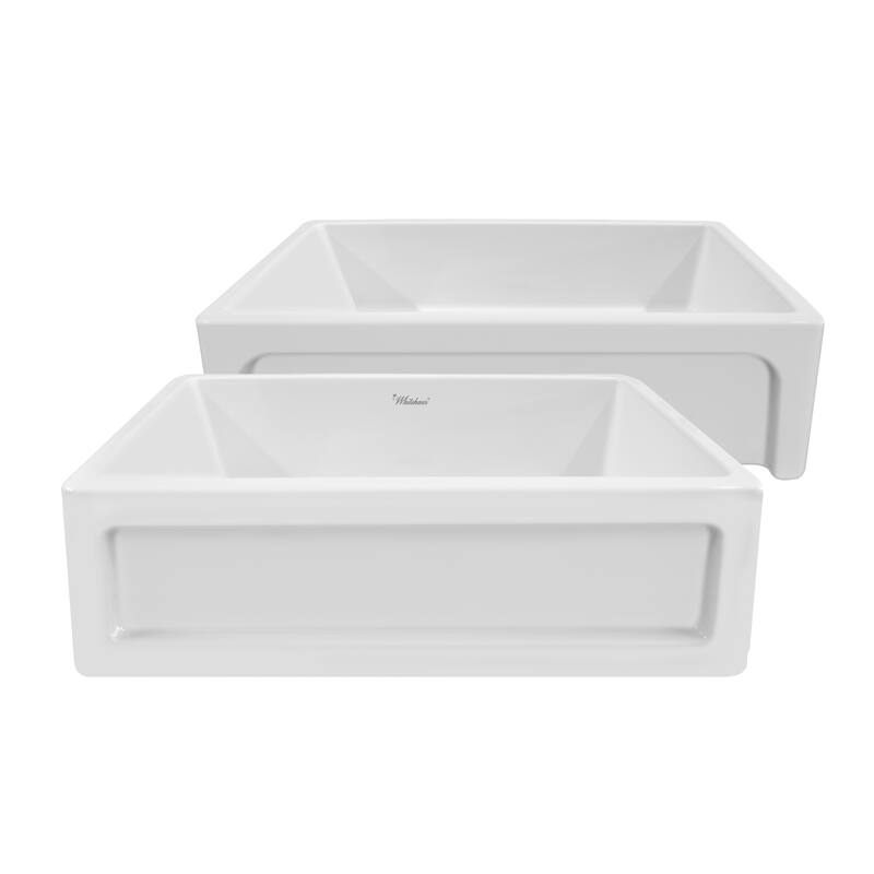 Shakerhaus 33" Reversible Kitchen Fireclay Sink with Shaker Design on one Side and Beveled Design on Opposite Side