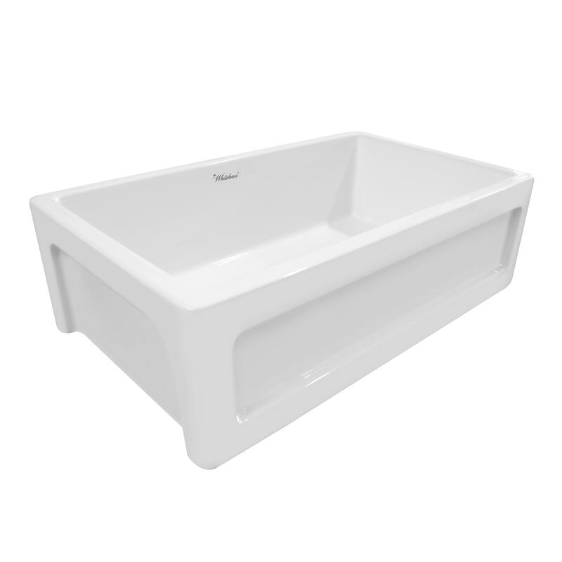 Shakerhaus 33" Reversible Kitchen Fireclay Sink with Shaker Design on one Side and Beveled Design on Opposite Side