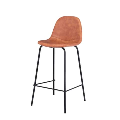 Carbon Loft Spooner Handmade Distressed Cognac Leather Counter Stool