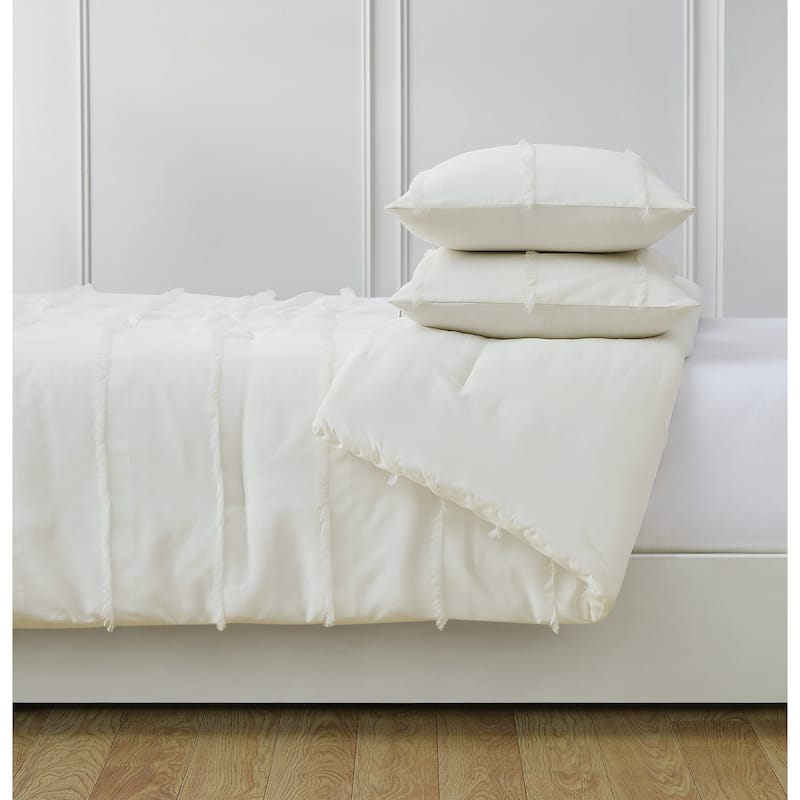 Christian Siriano NY® Kristen 3 Piece Duvet Cover Set - White - Full - Queen
