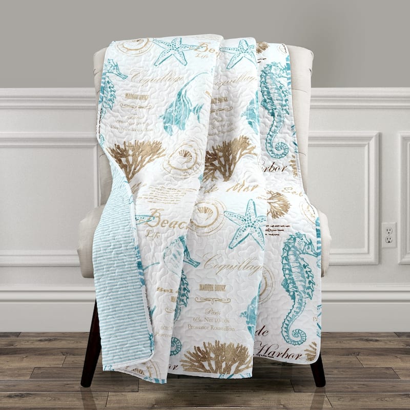 Lush Decor Harbor Life Throw Blanket - 60" x 50" - Blue & Taupe