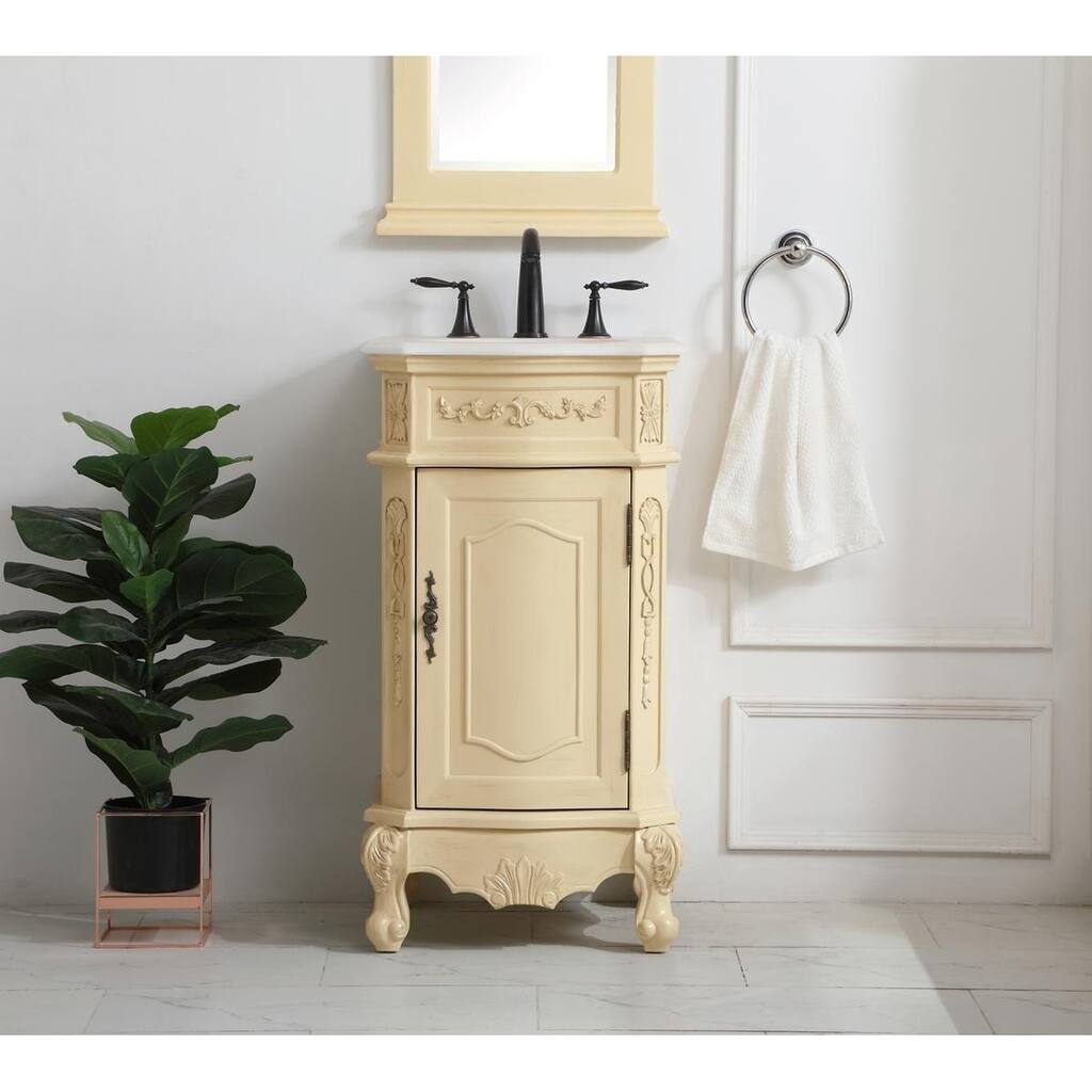 19 inch Single Bathroom Vanity in Light Antique Beige