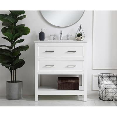 Porch & Den Sharon Wood/ Quartz 30-inch Bathroom Vanity