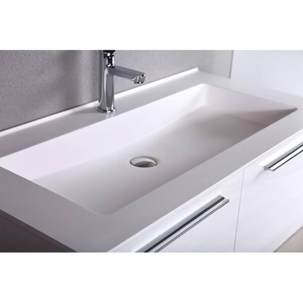 Shop Aspe 40 Inch Glossy White Modern Wall Mount Bathroom Vanity And Sink Overstock 28944717