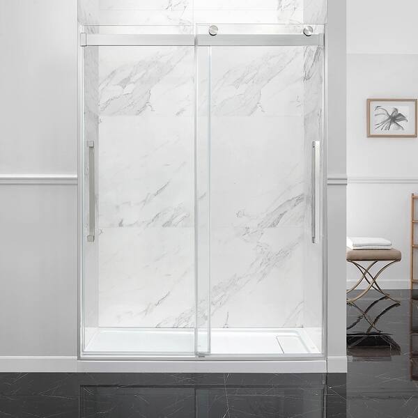 Shop Ove Decors Montebello 60 In Sn Frameless Sliding Shower Door On Sale Overstock 28944742