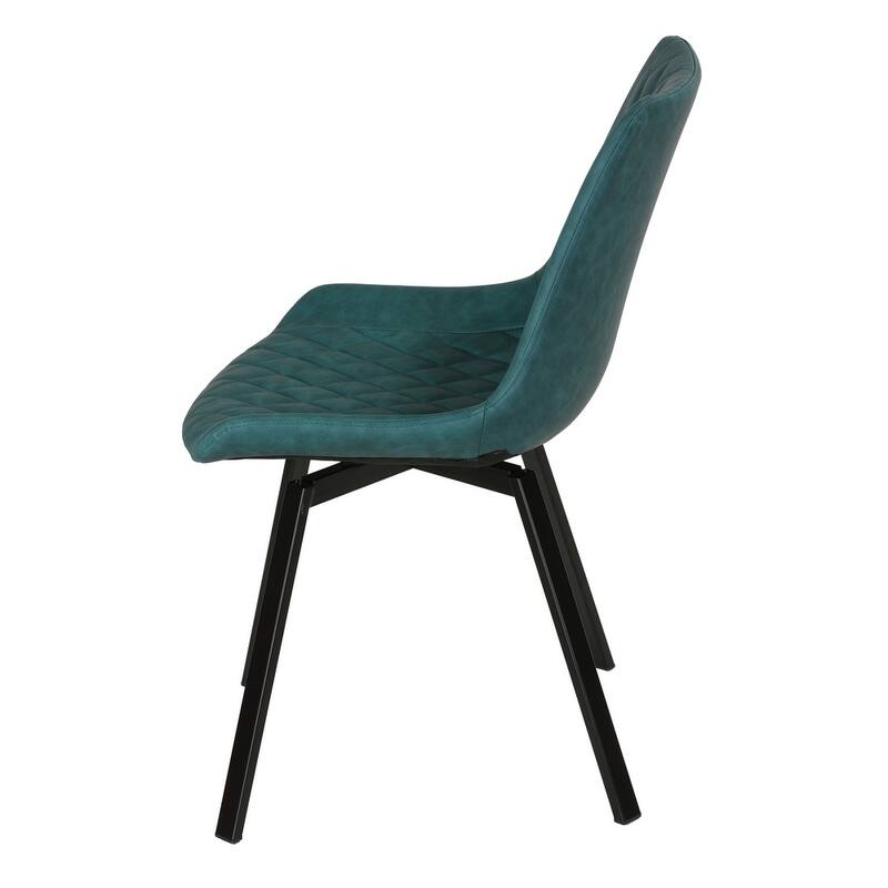 Cortesi Home Azov Swivel Dining Chairs in Deep Aqua Faux Leather, Set of 2