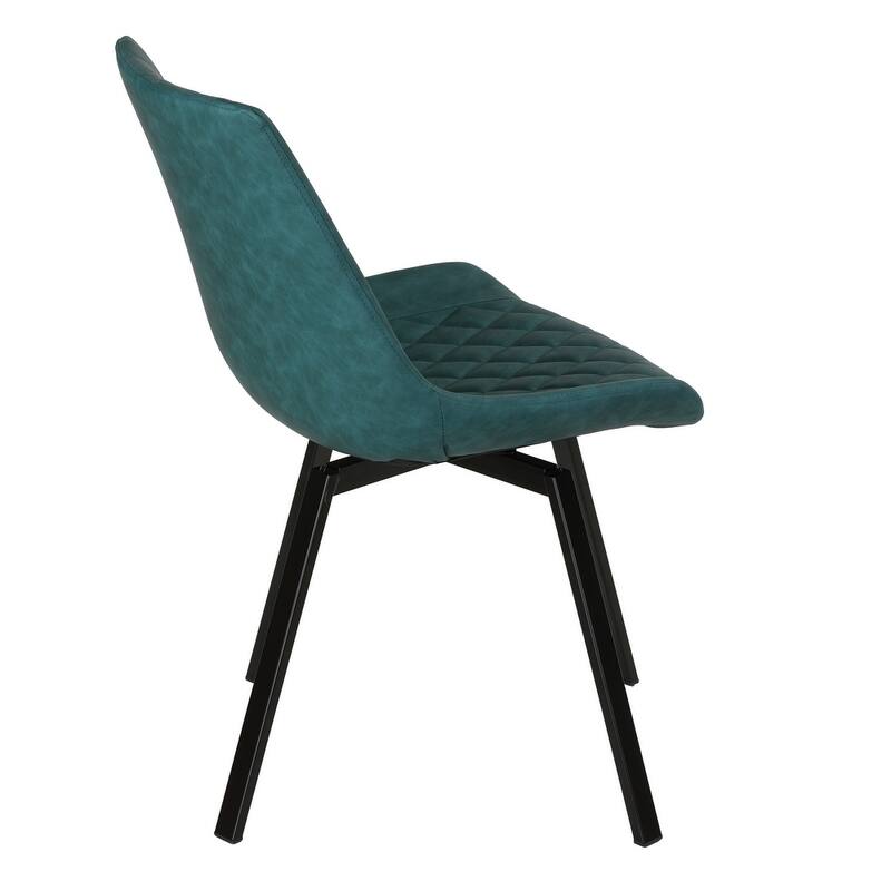 Cortesi Home Azov Swivel Dining Chairs in Deep Aqua Faux Leather, Set of 2