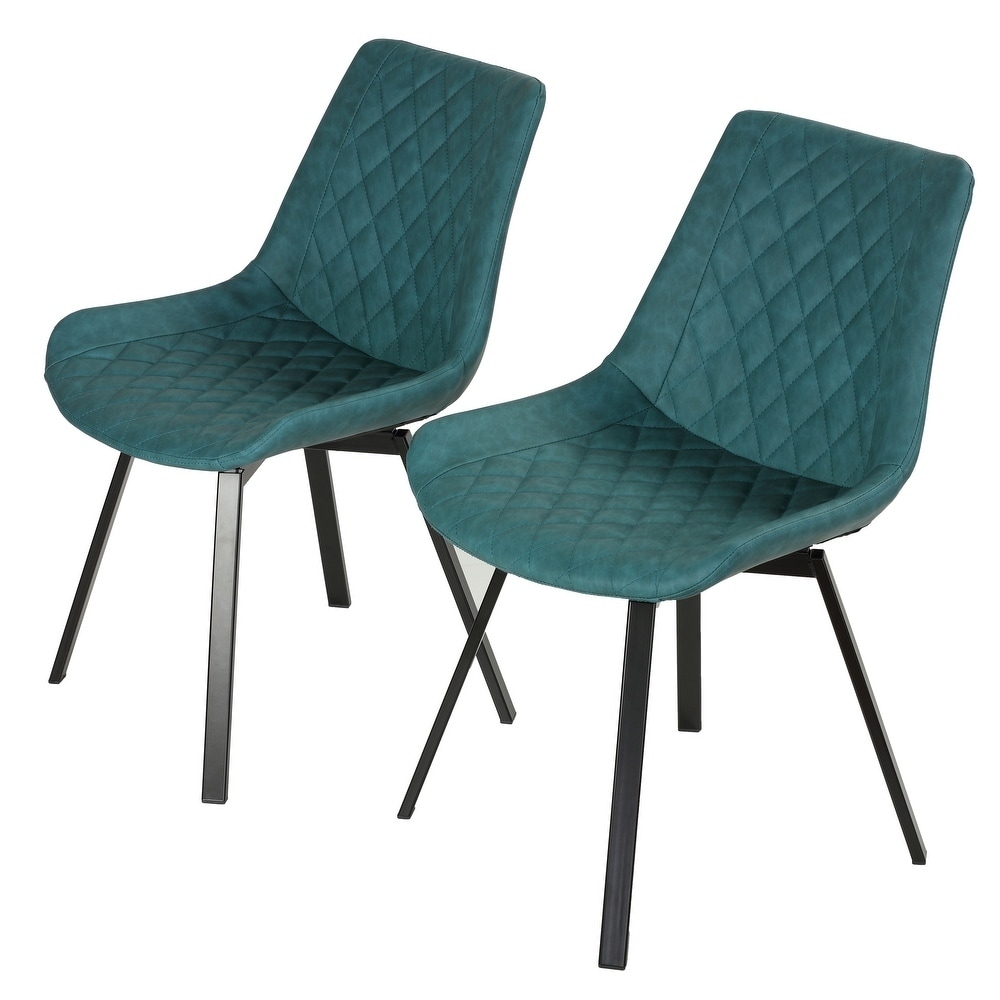 Shop For Cortesi Home Azov Swivel Dining Chairs In Deep Aqua Faux Leather Set Of 2 Get Free Shipping On Everything At Overstock Your Online Furniture Outlet Store Get 5 In Rewards With Club O 28944747