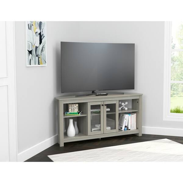 Shop Inval Corner Tv Stand With Glass Doors Free Shipping Today